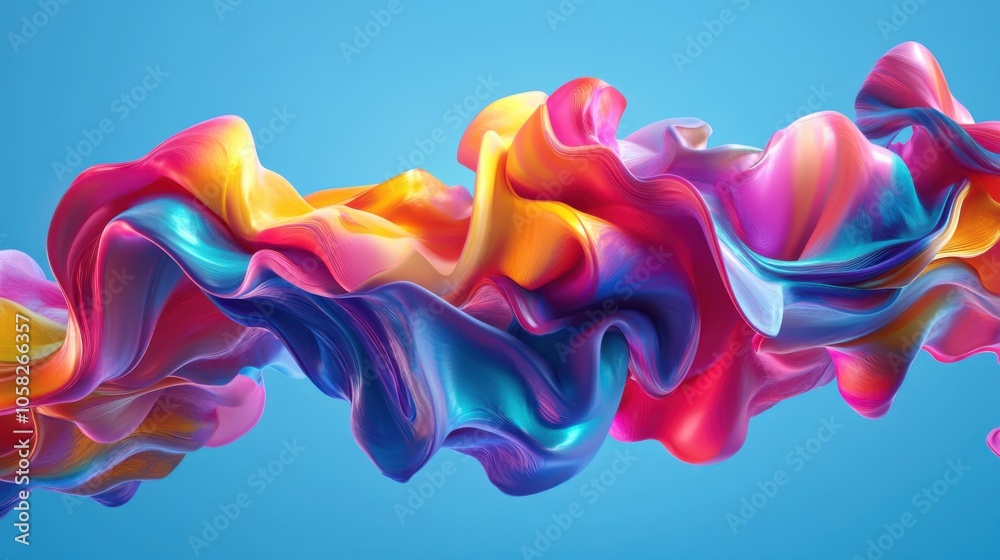 Obraz premium A vibrant 3D font with a liquid texture, flowing and undulating with dynamic, colorful gradients