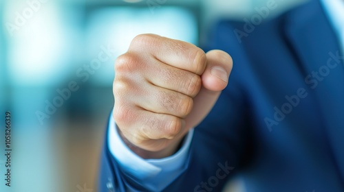 Happy Fist Pump Gesture in Business Setting