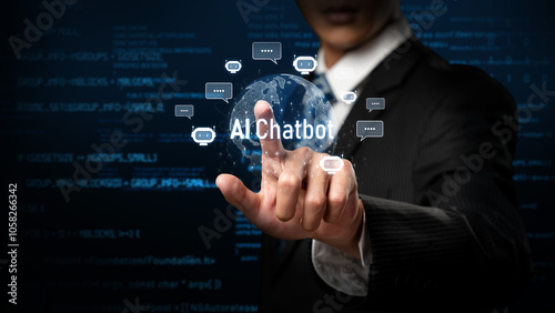 Human interact with AI artificial intelligence virtual assistant chatbot in concept of AI artificial intelligence prompt engineering, LLM AI deep learning to use generative AI for work support. FaaS