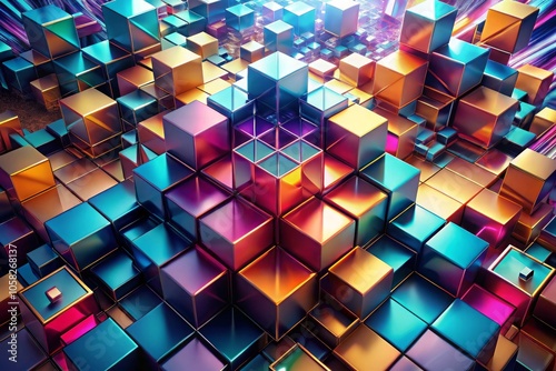 Colorful Abstract Blocks In 3d Background