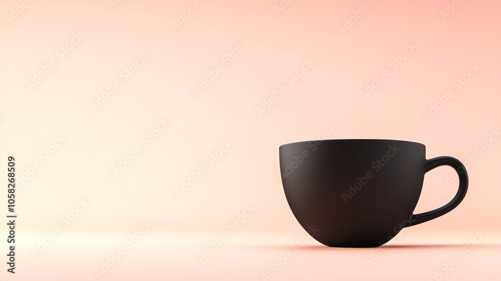A minimalist black cup on a soft gradient background. A minimalist black cup on a soft gradient background.