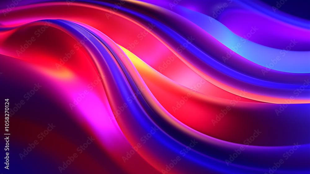 Naklejka premium Vibrant abstract waves in red, blue, and purple tones