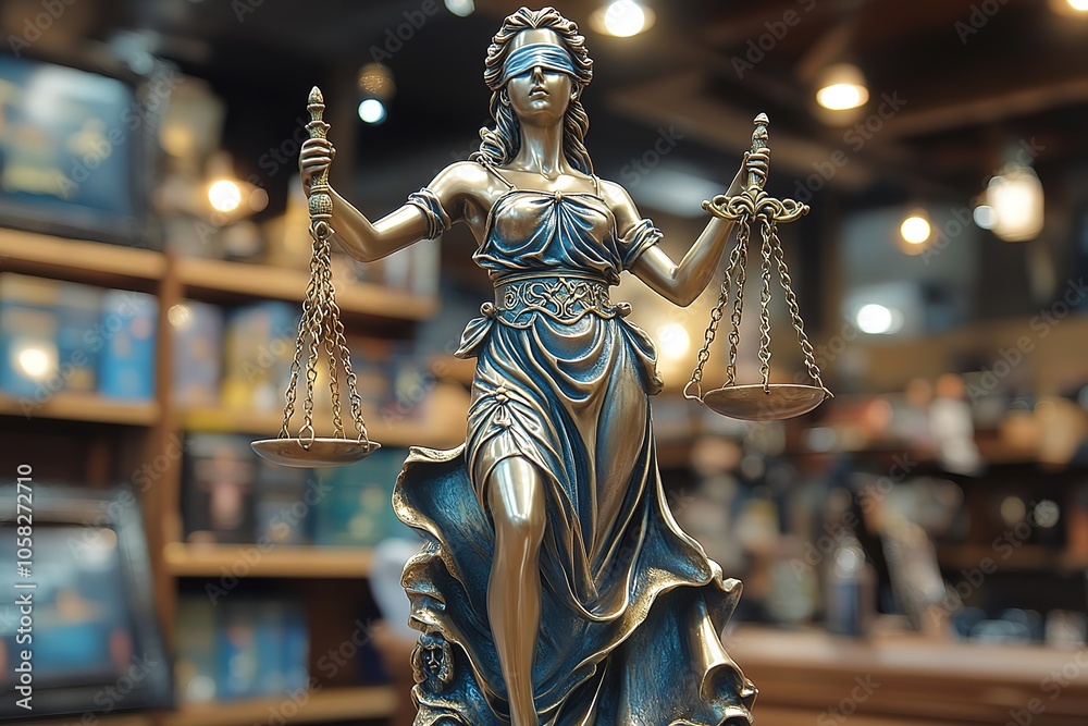 Obraz premium Legal and law concept statue of Lady Justice with scales of justice, Ai