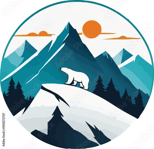 Polar Bear Illustration vector design, Polar Bear logo and icon Design