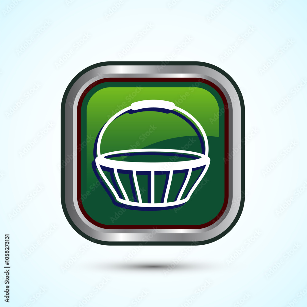 Basket icon design illustration, Shopping basket icon, Green Color Square Button Design Basket icon design illustration, Shopping basket icon, Green Color Square Button Design