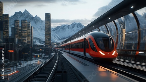 Wallpaper Mural High-Speed Bullet Train in Elevated Glass Tunnel Torontodigital.ca