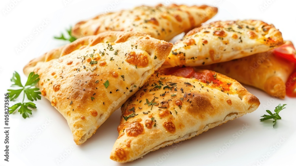 Isolated white background pizza pocket snacks Isolated white background pizza pocket snacks