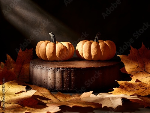 pumpkin and autumn leaves