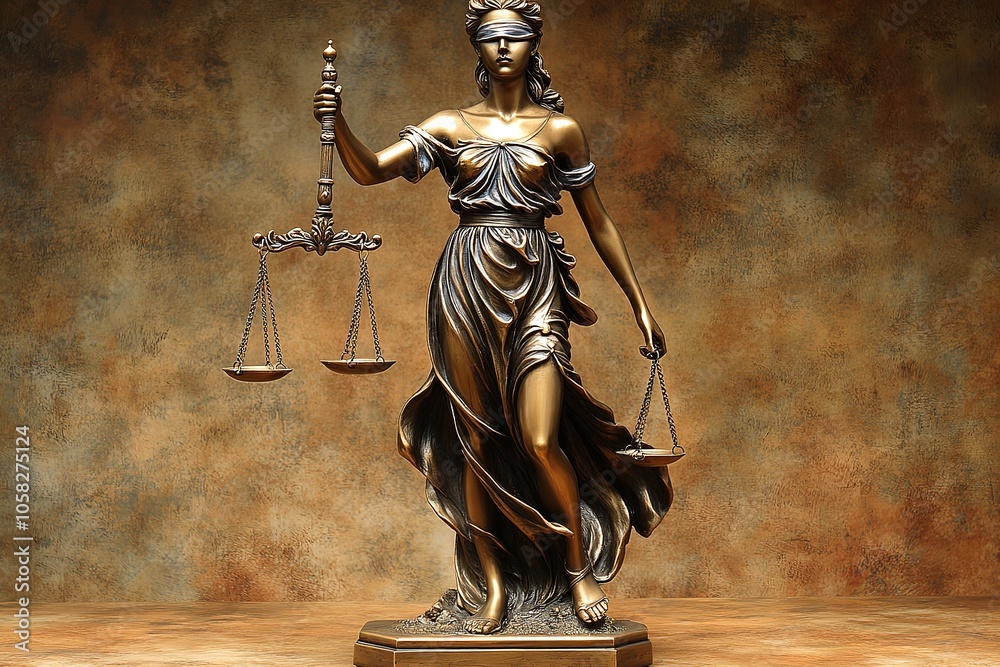 Legal and law concept statue of Lady Justice with scales of justice, Ai