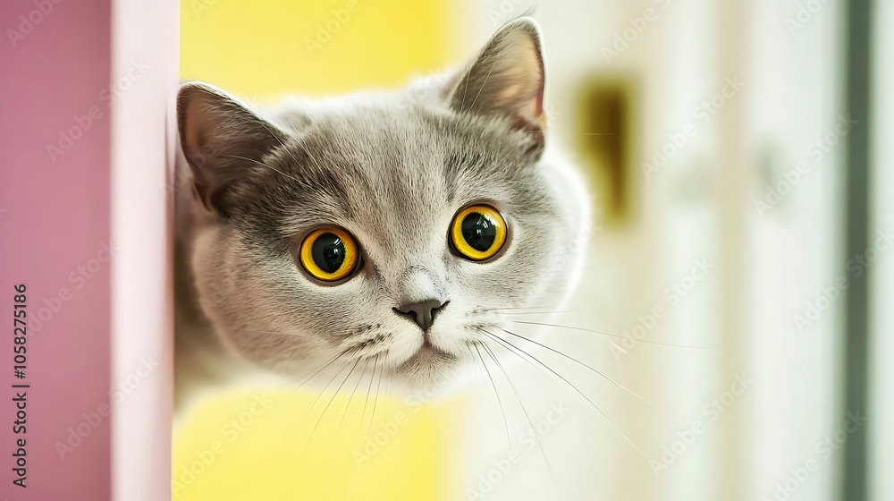 A playful tabby cat playfully pokes its head out from behind a wall, its whiskers twitching with excitement as it explores its surroundings. A playful tabby cat playfully pokes its head out from behind a wall, its whiskers twitching with excitement as it explores its surroundings.