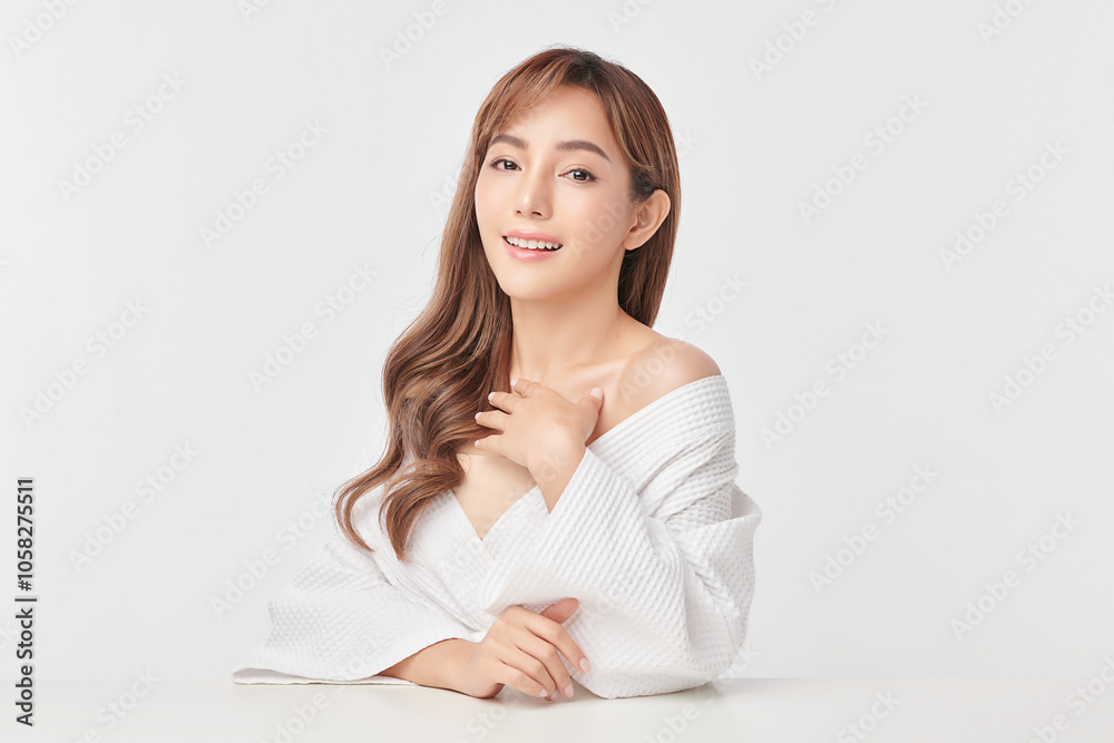 Beautiful young asian woman with clean fresh skin on white background, Face care, Facial treatment, Cosmetology, beauty and spa, Asian women portrait. Beautiful young asian woman with clean fresh skin on white background, Face care, Facial treatment, Cosmetology, beauty and spa, Asian women portrait.
