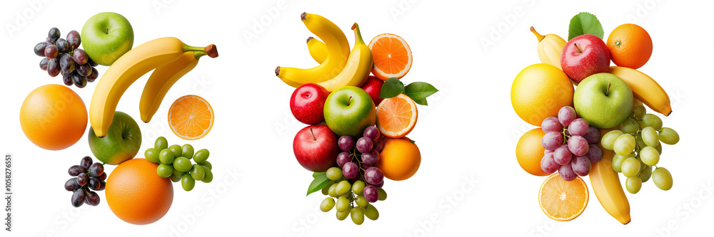 Vibrant Arrangement of Fresh Fruits on a Transparent Background for Culinary Inspirations Vibrant Arrangement of Fresh Fruits on a Transparent Background for Culinary Inspirations