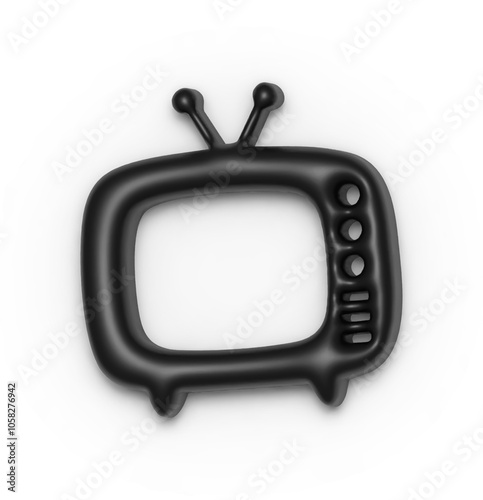 Retro Black TV Icon: A minimalist black silicone TV icon, perfect for nostalgic design projects.  