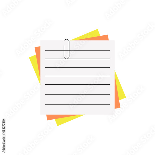 stack of note paper with clip isolated