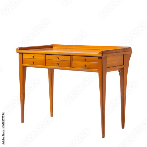 Elegant Writing Desk with Rolltop Design isolated on a white background	 photo