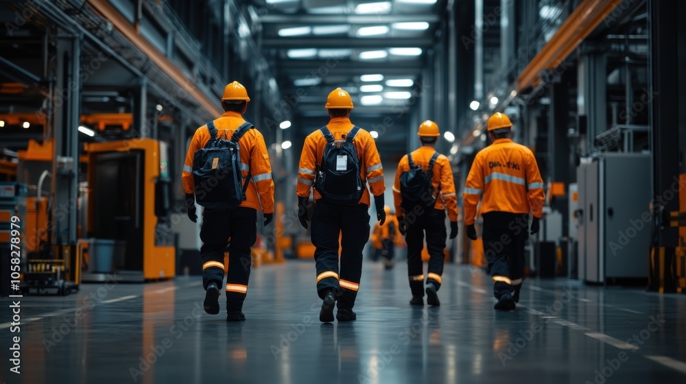 Obraz premium Teamwork in Industrial Environment with Safety Gear