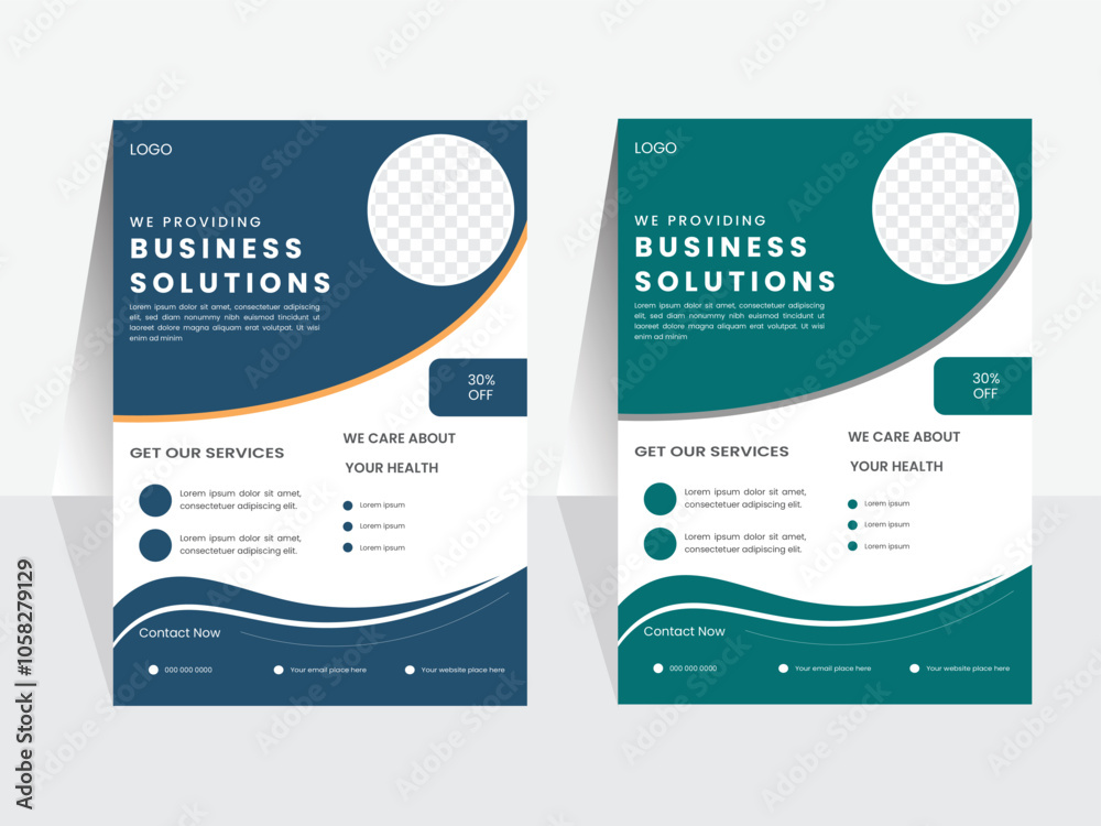 Corporate business flyer template design set with two color. marketing, business proposal, promotion, advertise, publication,