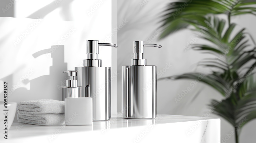 Bathroom Soap Dispensers in Minimalist Setting Bathroom Soap Dispensers in Minimalist Setting