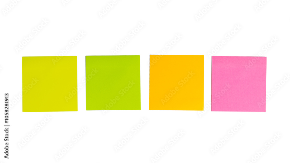colorful empty sticky notes over transparent background colorful empty sticky notes over transparent background
