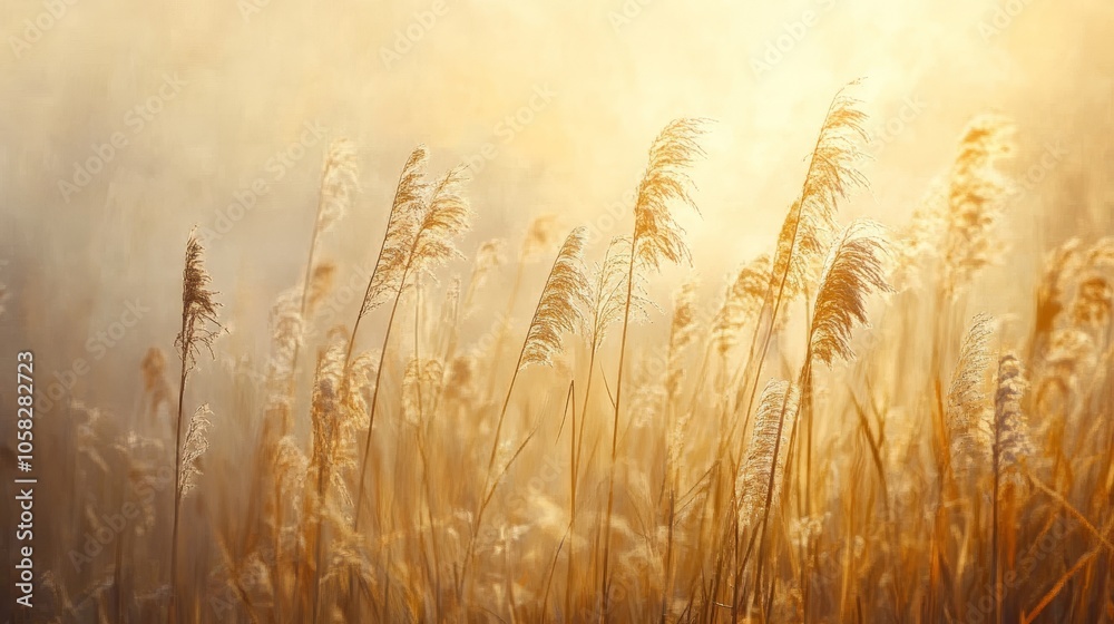 A view of the wildlife landscape at Kinburn Spit at sunrise. In the foreground is tall grass. Ukraine A view of the wildlife landscape at Kinburn Spit at sunrise. In the foreground is tall grass. Ukraine