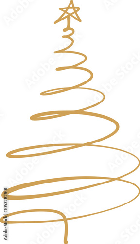 Spiral Hand Drawn Spiral Christmas Tree Graphic
