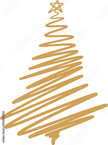 Scribble Spiral Hand Drawn Spiral Christmas Tree Graphic