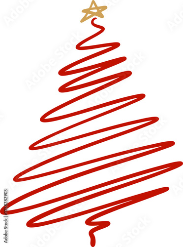 Simple Red Spiral Christmas Tree Graphic