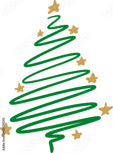 Hand Drawn Spiral Christmas Tree Graphic