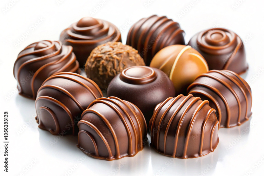 Chocolate pralines, isolated on white background Chocolate pralines, isolated on white background