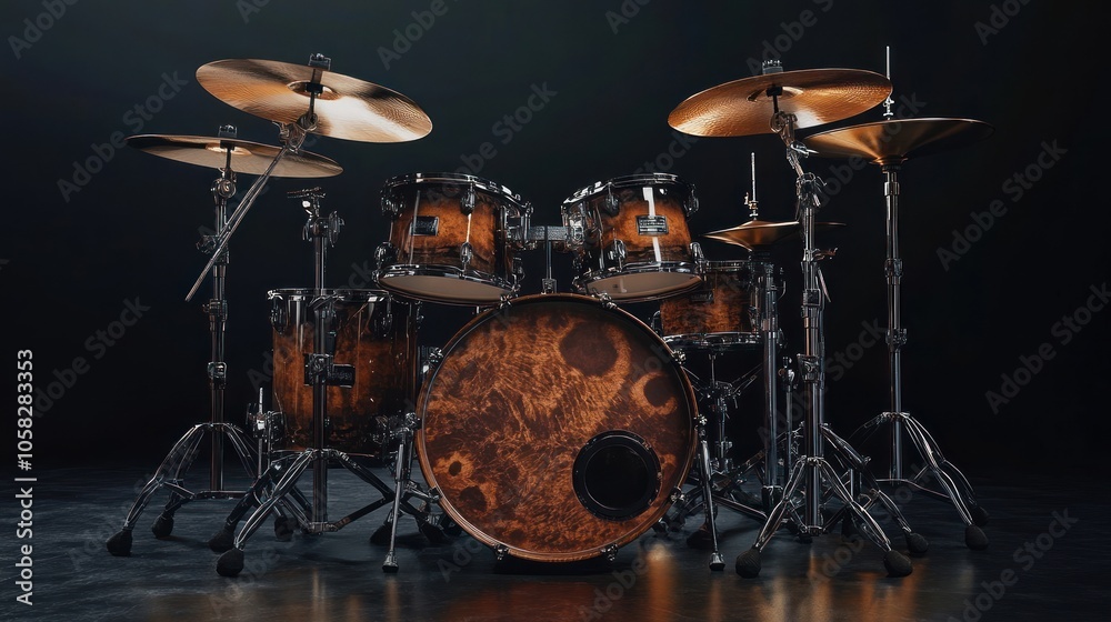 Fototapeta premium Professional Drum Set with Brown Finish