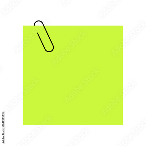 Green note paper with paperclip
