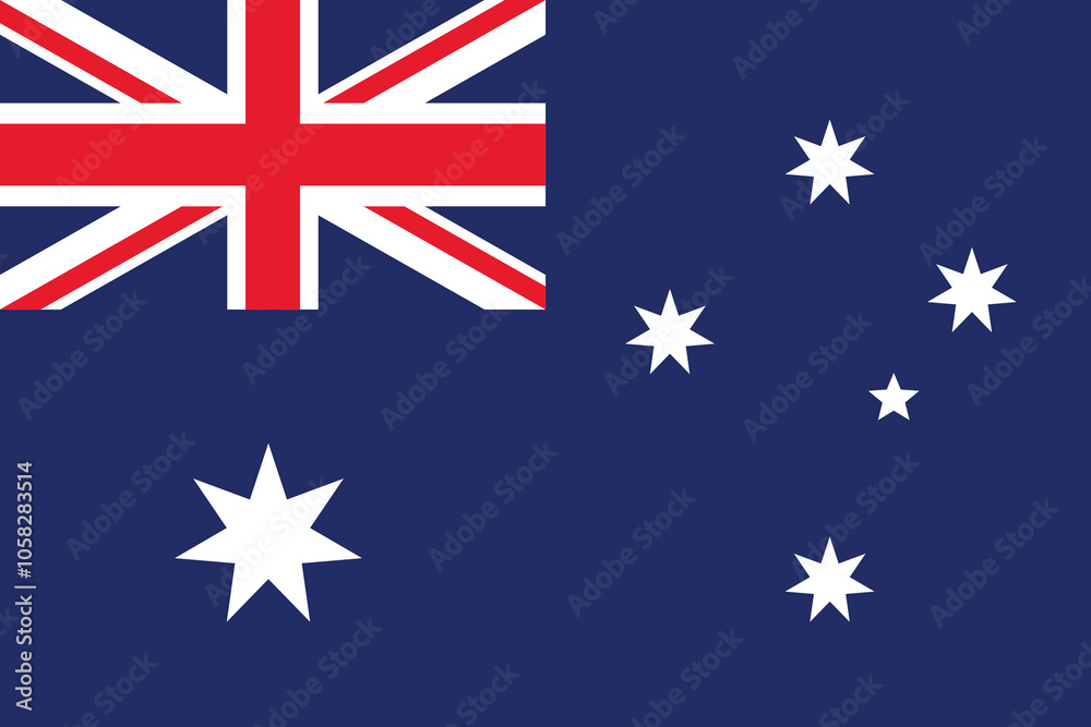 Fototapeta premium Australia flag vector graphic. Rectangle Australian flag illustration. Australia country flag is a symbol of freedom, patriotism and independence.