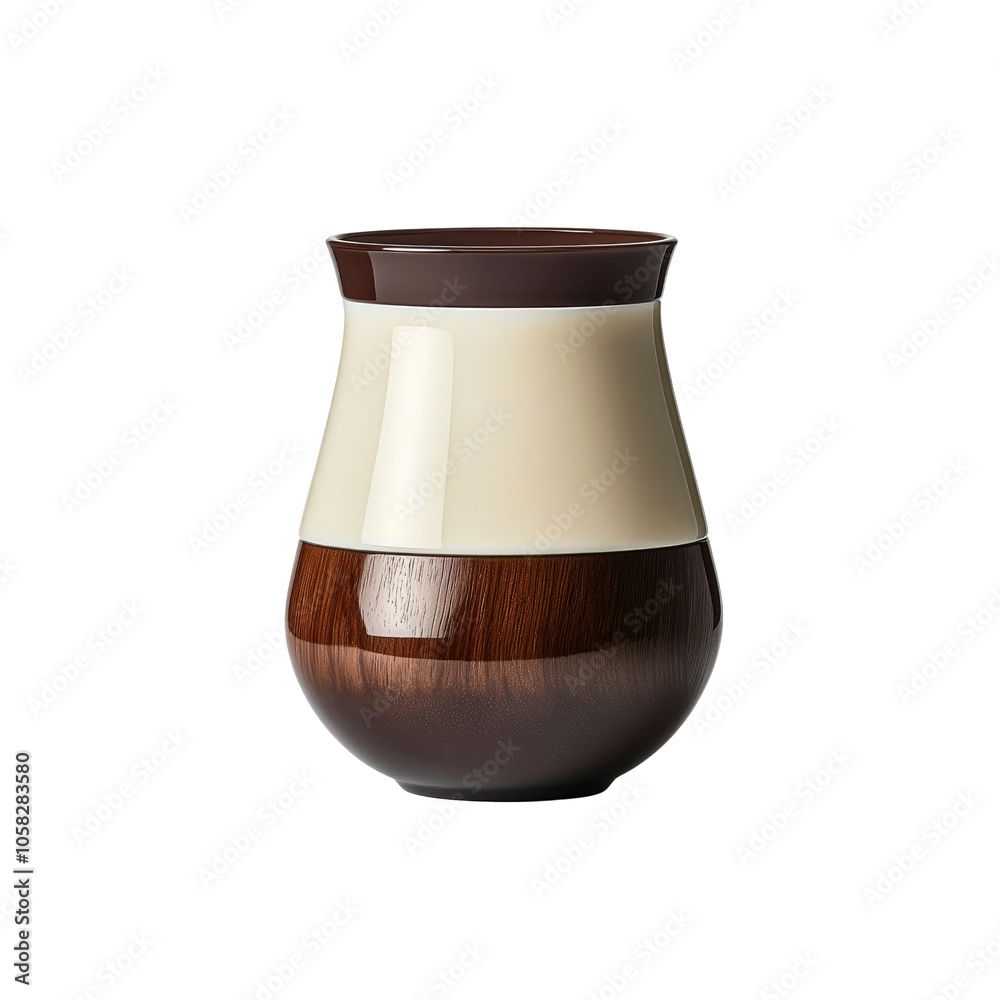 Elegant Wooden and Cream Ceramic Vase Elegant Wooden and Cream Ceramic Vase