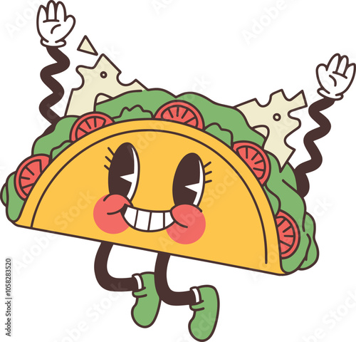 Vector mascot, cartoon, and illustration of a taco say welcome