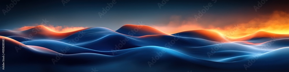 Abstract waves with a fiery horizon, evoking a sense of motion. Abstract waves with a fiery horizon, evoking a sense of motion.