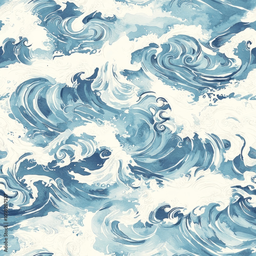 seamless pattern of swirling ocean waves with a watercolor effect seamless pattern of swirling ocean waves with a watercolor effect