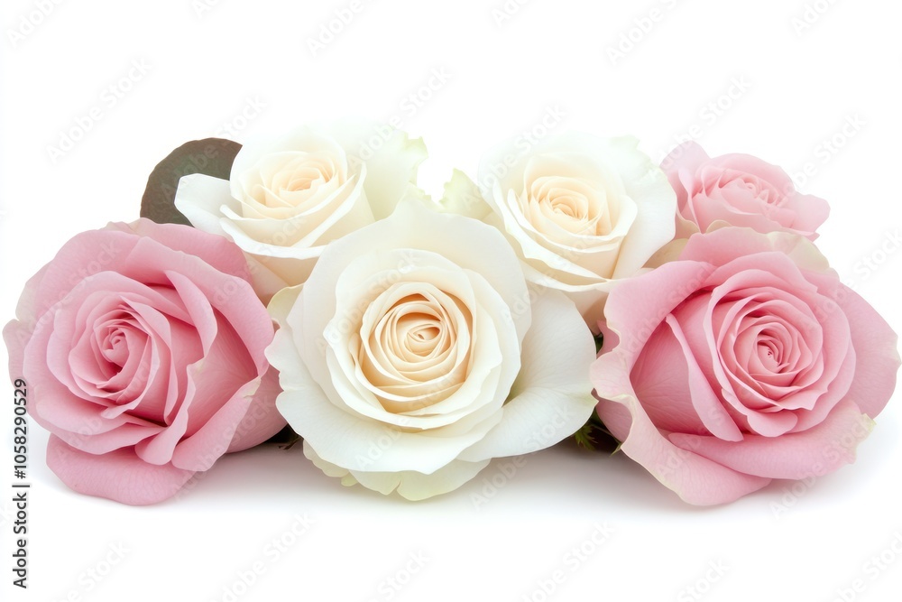 A bouquet of pink and white roses arranged elegantly. A bouquet of pink and white roses arranged elegantly.