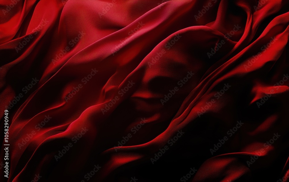 Luxurious Red Silk Fabric with Elegant Folds Luxurious Red Silk Fabric with Elegant Folds