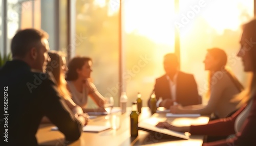 Blurred Team Meeting with Sunny Background
