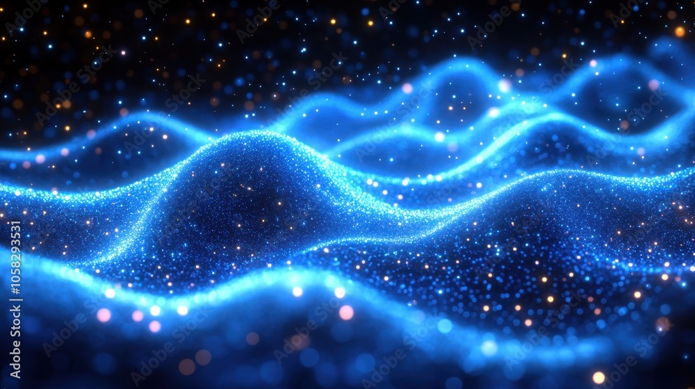Abstract Blue Light Waves on Dark Background Abstract Blue Light Waves on Dark Background