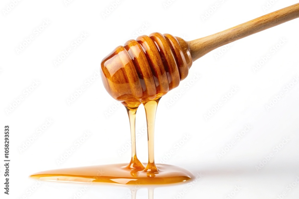 A stream of brown honey gently flows onto a white backdrop, emphasizing the luxurious texture and golden hue of the honey, fresh, saturated, simplicity A stream of brown honey gently flows onto a white backdrop, emphasizing the luxurious texture and golden hue of the honey, fresh, saturated, simplicity