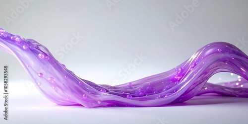 A strand of glowing lavender slime stretches across the empty white space, creating an ethereal connection, space, glowing, simple, ethereal, connection