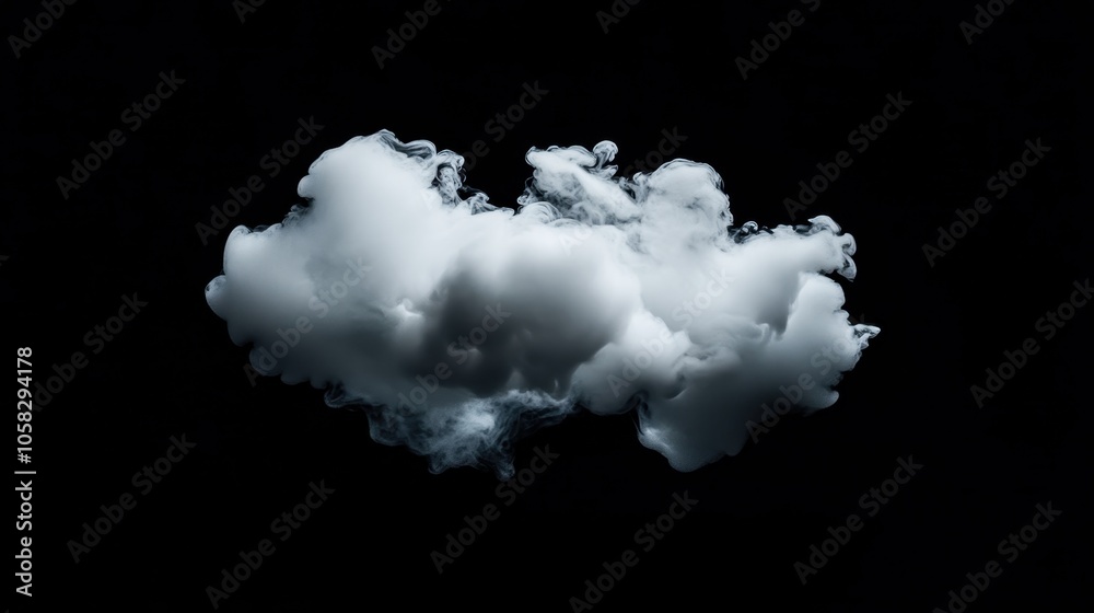 Dark Cloud Floating on Black Background	