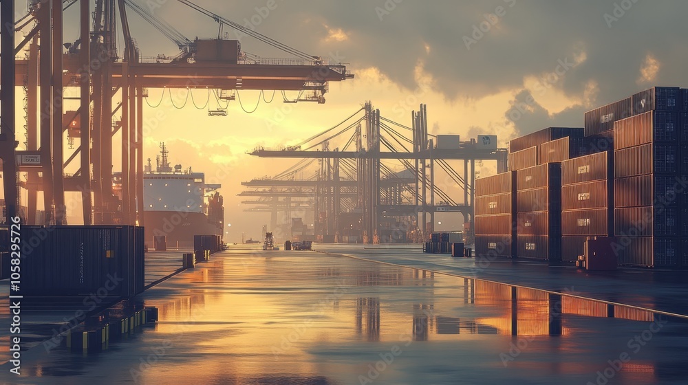 Shipping Yard at Dawn Shipping Yard at Dawn