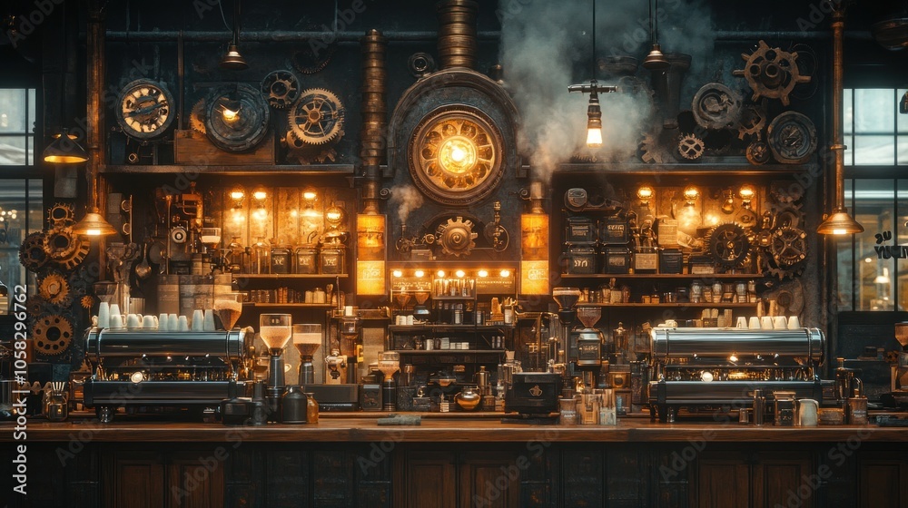Fototapeta premium Steampunk Coffee Shop