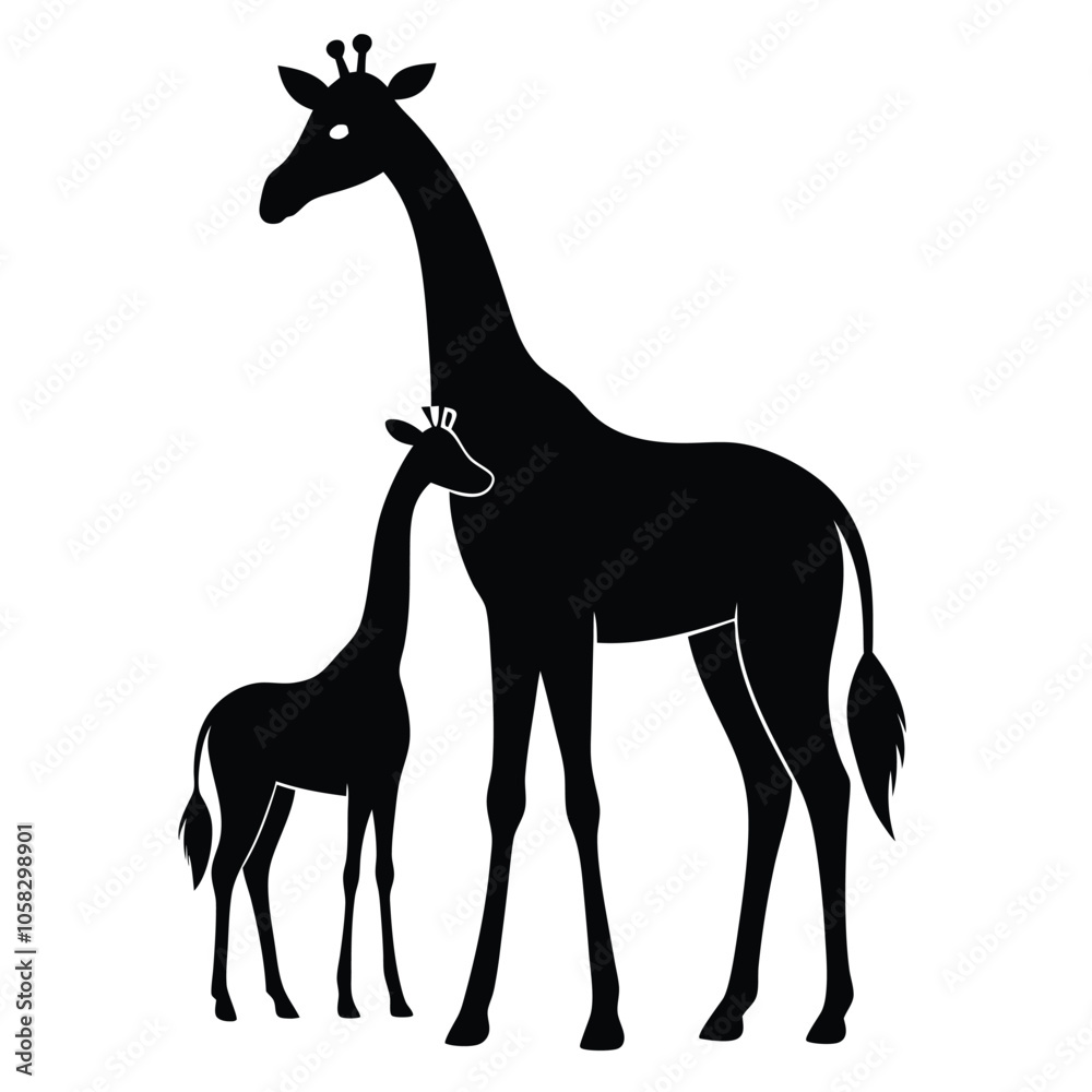 Fototapeta premium giraffes-a-silhouette-vector-with-white-background