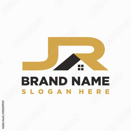 letter JR Home logo design element vector template