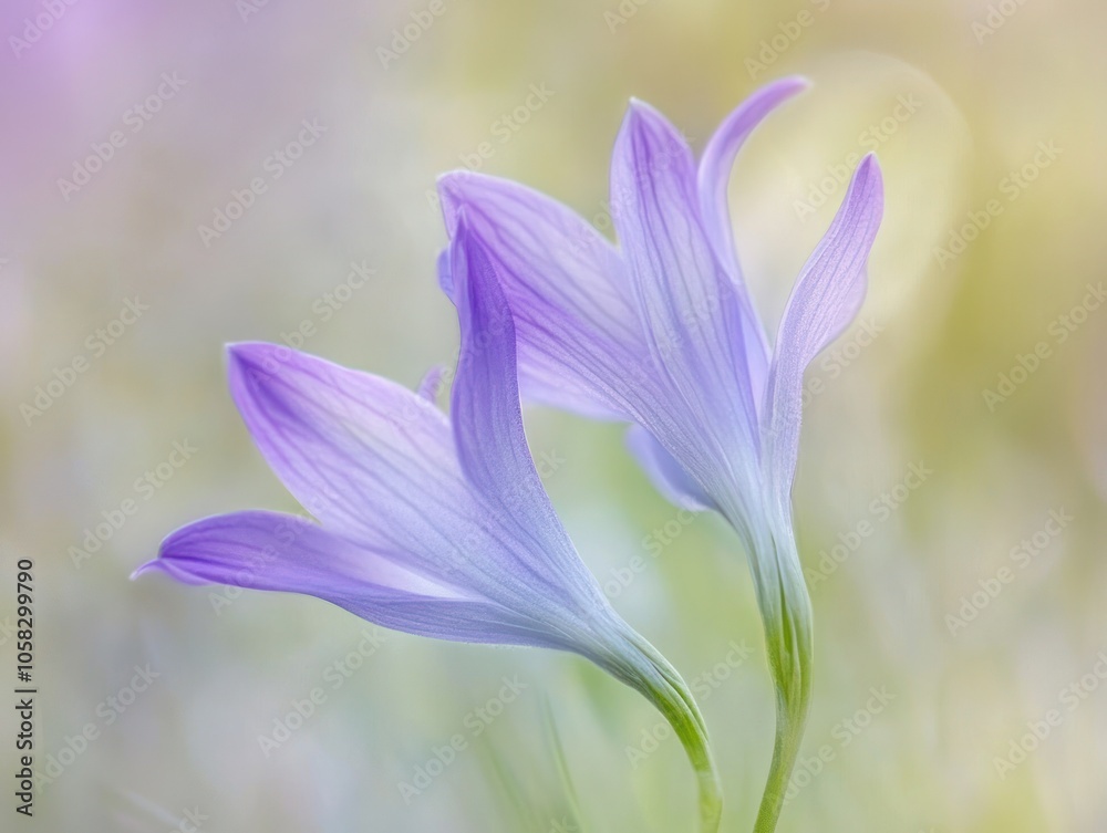 Delicate purple flowers gracefully bloom against a soft, blurred background. Delicate purple flowers gracefully bloom against a soft, blurred background.