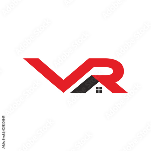 letter VR Home logo design element vector template