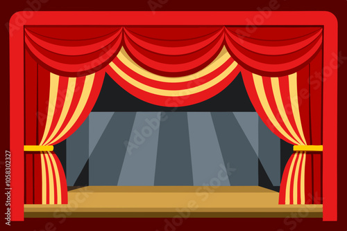 Red curtain with sparkles vector